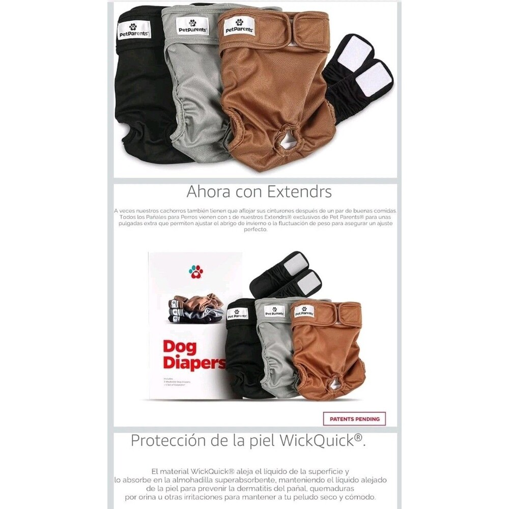 Pet Parents Washable Dog Diapers – Medium (14"-20" Waist) – 3 Pack with...